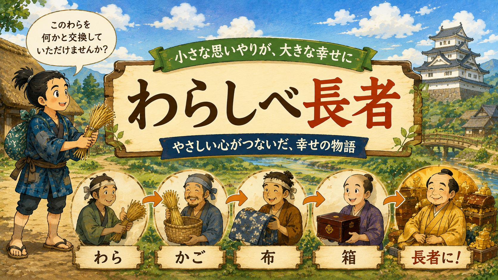 わらしべ長者（わらしべちょうじゃ） | 昔話JAPAN